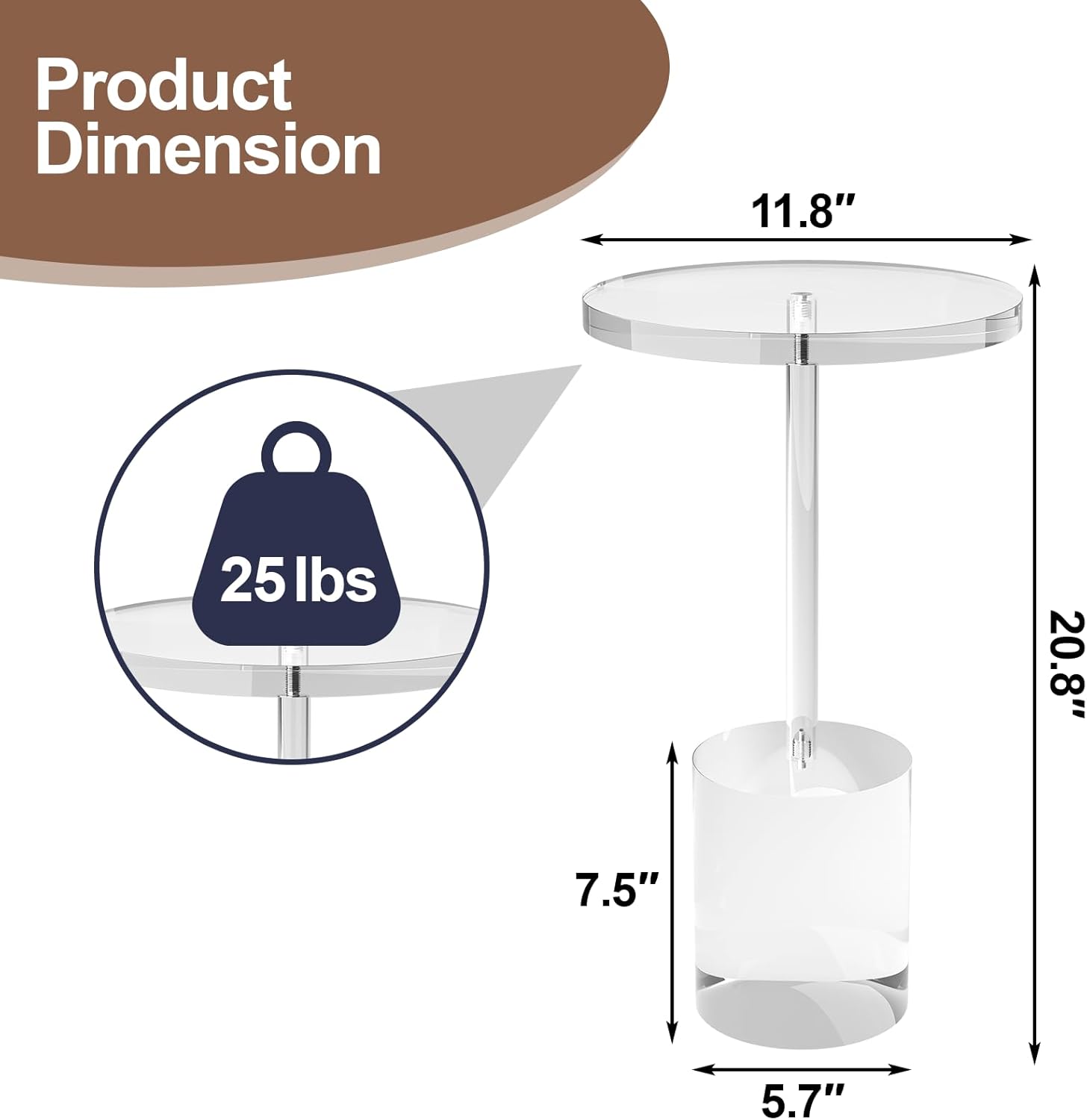 Acrylic End Table, Modern Minimalist Acrylic Side Tables, Clear Side Table for Living Room