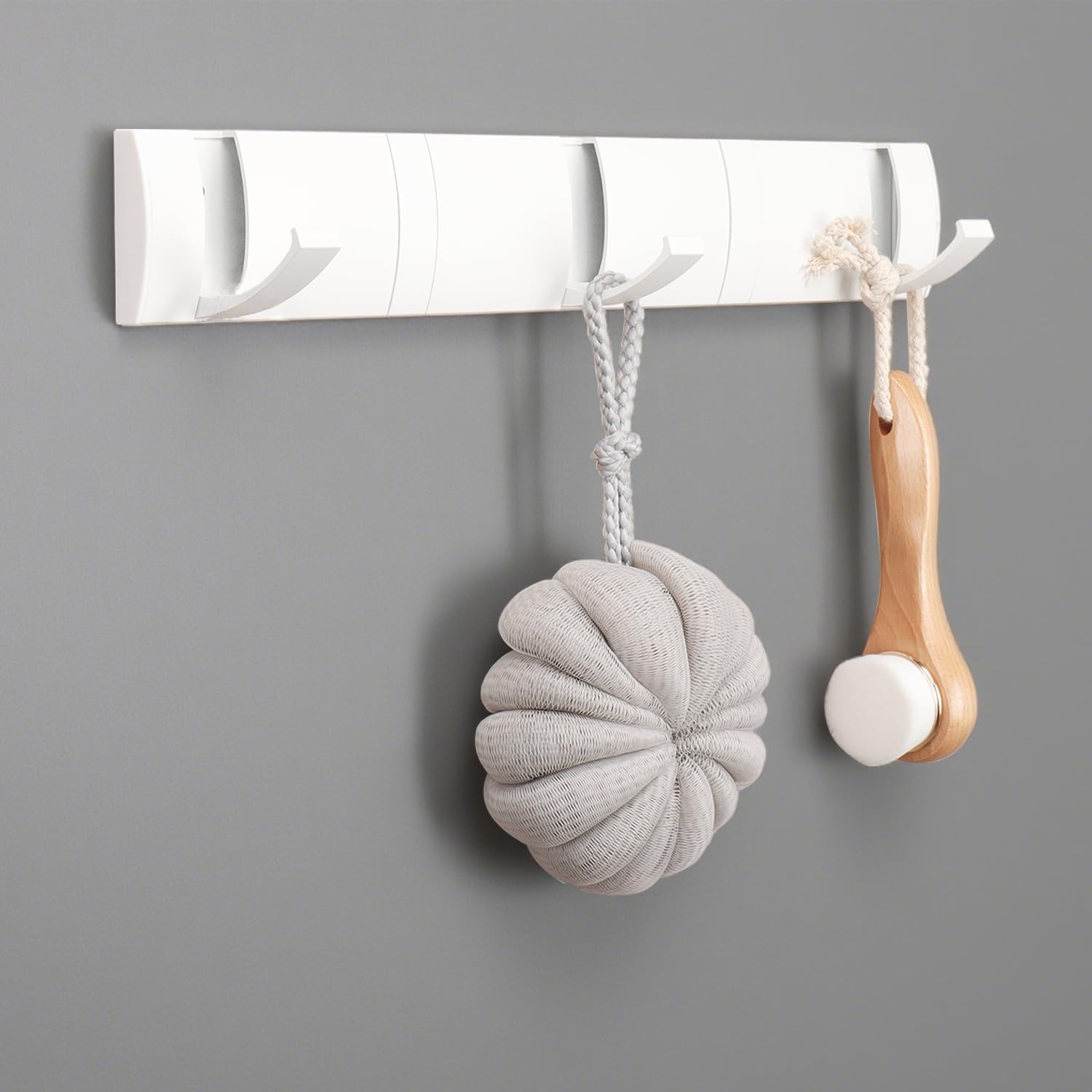 Folding Coat Hooks, Wall Mounted Coat Rack with 5 Retractable Hooks, Heavy Duty Towel Rack for