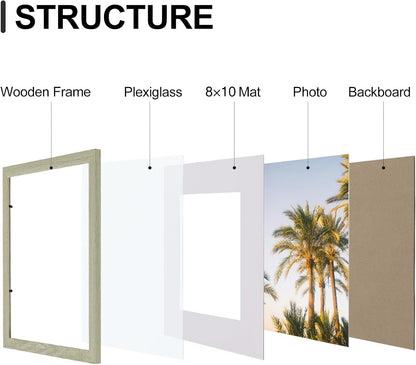 Vittanly 11x14 Picture Frames Set of 9, Shatter Resistant Plexiglass, Display 8x10 Pictures with
