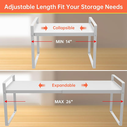 Adjustable Kitchen Shelf Organizer 9", (2 Pack) Heavy-Duty Cabinet Shelves for Countertop, Pantry &