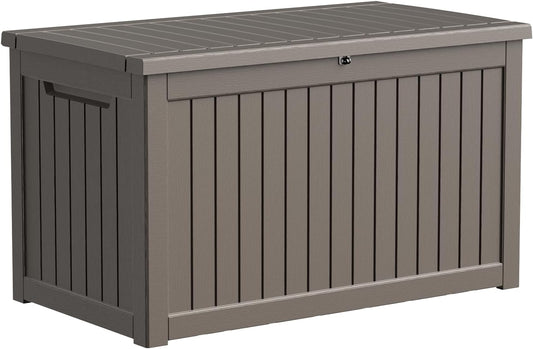 230 Gallon Resin Deck Box, Lockable Patio Outdoor Storage Box for Furniture, Garden Tools and Tools