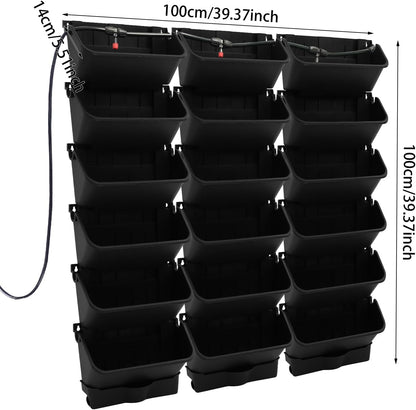 18 Pots Self-Watering Wall-Mounted Planter, 39.4”L x 39.4”H Vertical Wall Planter Self Watering