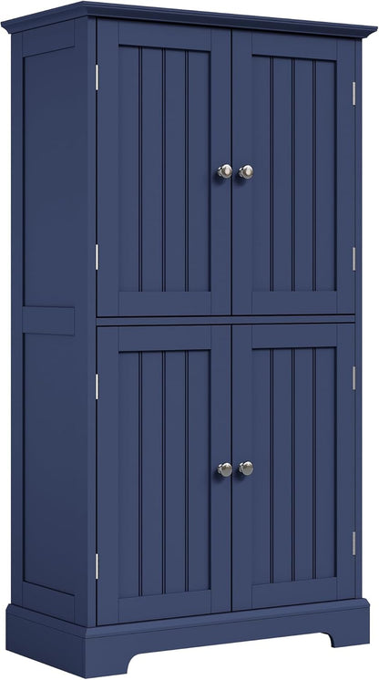 ChooChoo Bathroom Floor Cabinet, Modern Bathroom Storage Cabinet with 4 Doors and Adjustable
