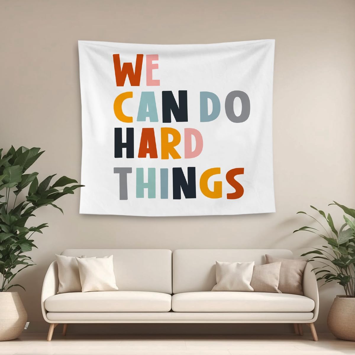 QGFM We Can Do Hard Things Inspirational Tapestry, Boho Classroom Decor, Inspirational Wall Decor