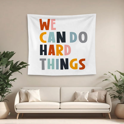 QGFM We Can Do Hard Things Inspirational Tapestry, Boho Classroom Decor, Inspirational Wall Decor