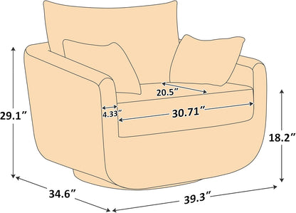 360° Swivel Accent Armchair, 39.3" Oversized, Sherpa Boucle Fabric Sofa Chair with Removable Back &