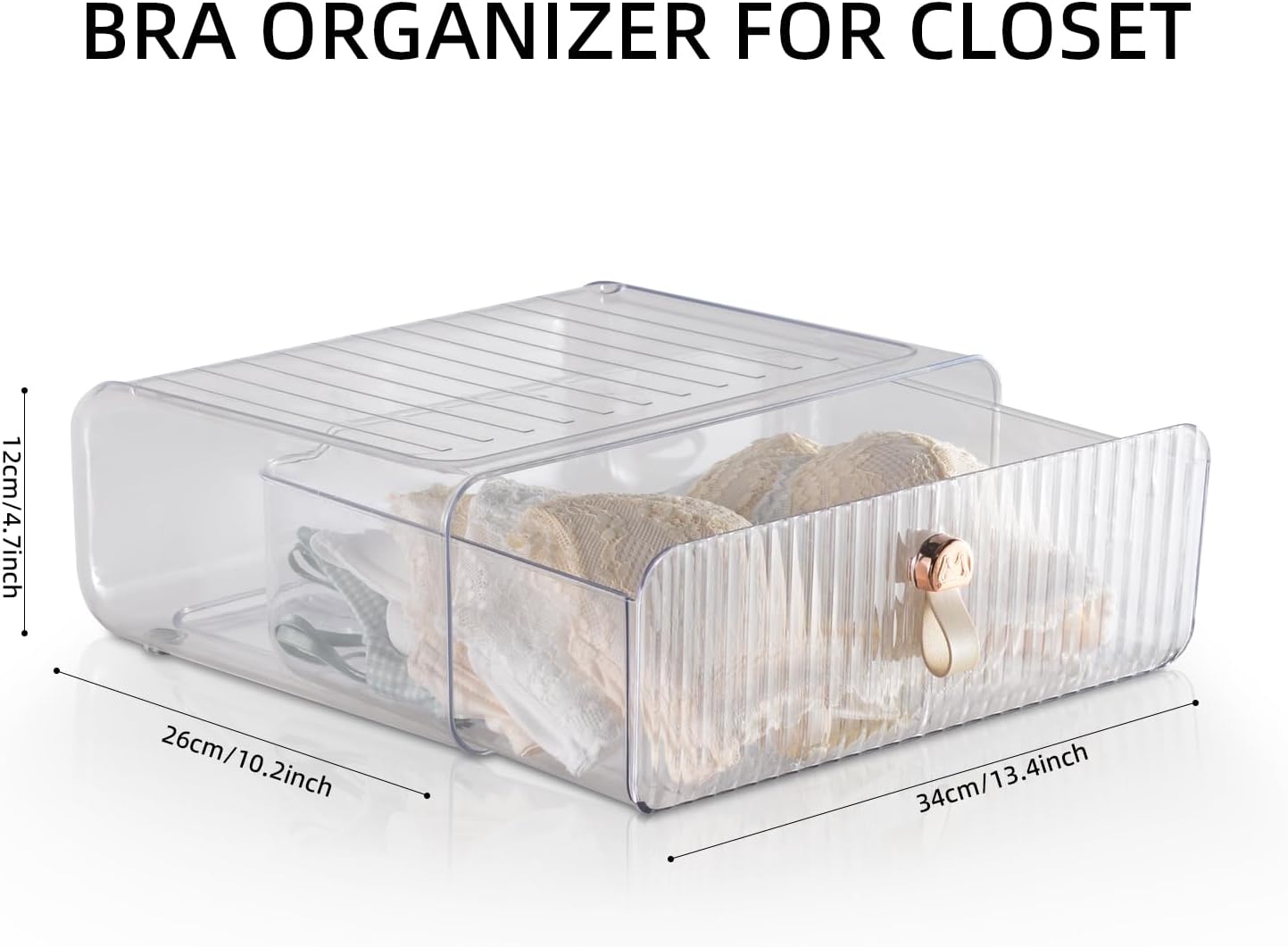 Underwear Drawer Organizer, Stackable Bra Organizer for Closet, 1 Cell Bra Storage, Sock and