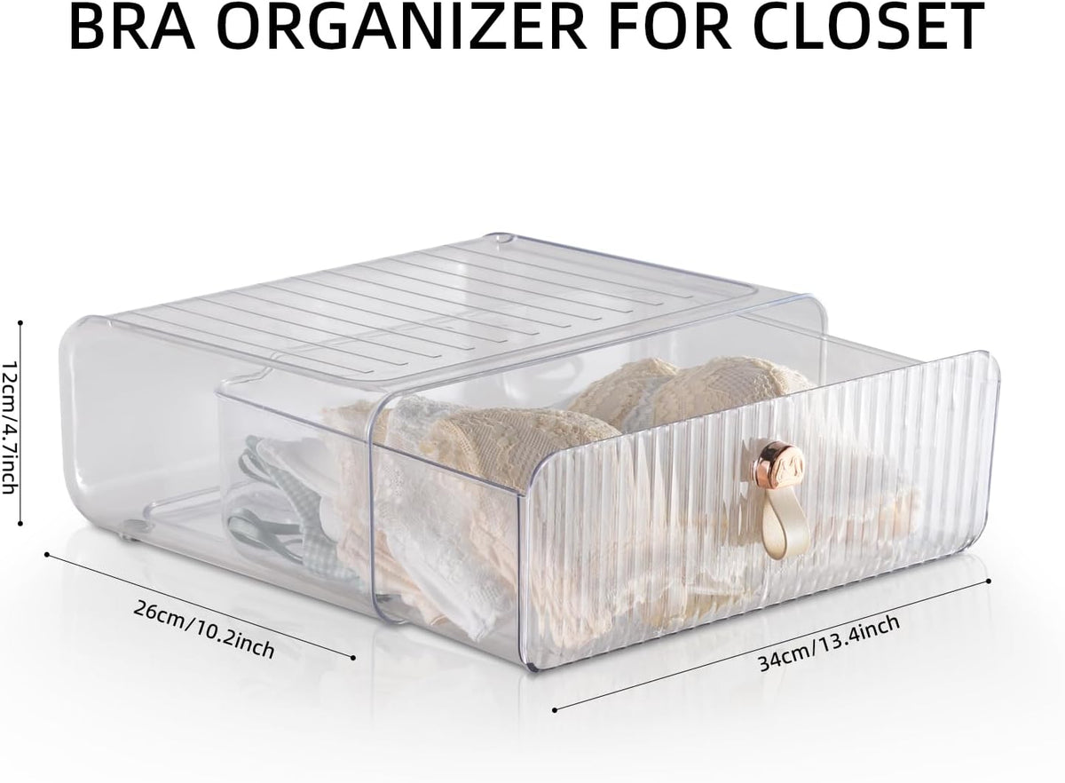 Underwear Drawer Organizer, Stackable Bra Organizer for Closet, 1 Cell Bra Storage, Sock and