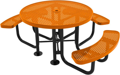 Heavy-Duty Portable Outdoor Picnic Table with Umbrella Hole, Punched Steel Patio Dining Furniture