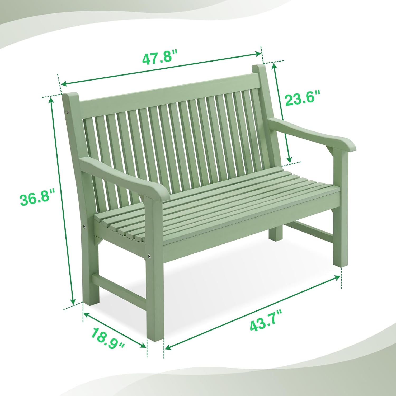 Psilvam Garden Bench, 2-Person Poly Lumber Patio Bench, All-Weather Outdoor Bench That Never Rot