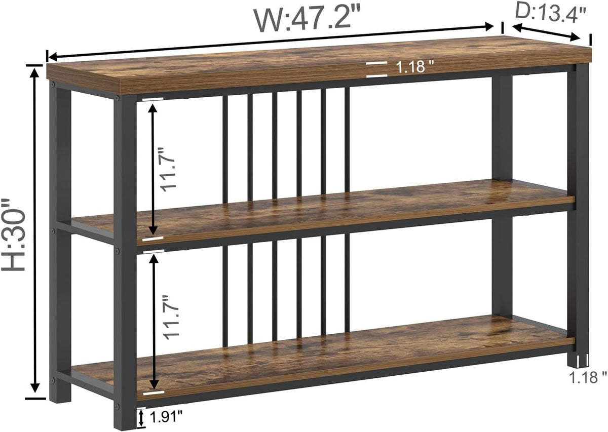 FOLUBAN Industrial Console Table, 3 Tier Entryway Table, Sofa Foyer Table for Living Room Hallway