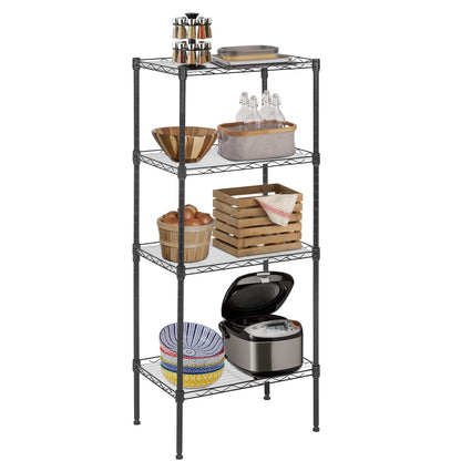 FDW 18L x 12W x 44H Wire Shelves Metal Shelf with 4 PP Sheets Storage Shelves 4 Tier Layer Storage