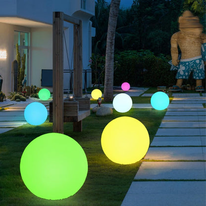 Large LED Glowing Ball Light, 20-in Outdoor LED Garden Orb Lights, Rechargeable Globe Lights RGB