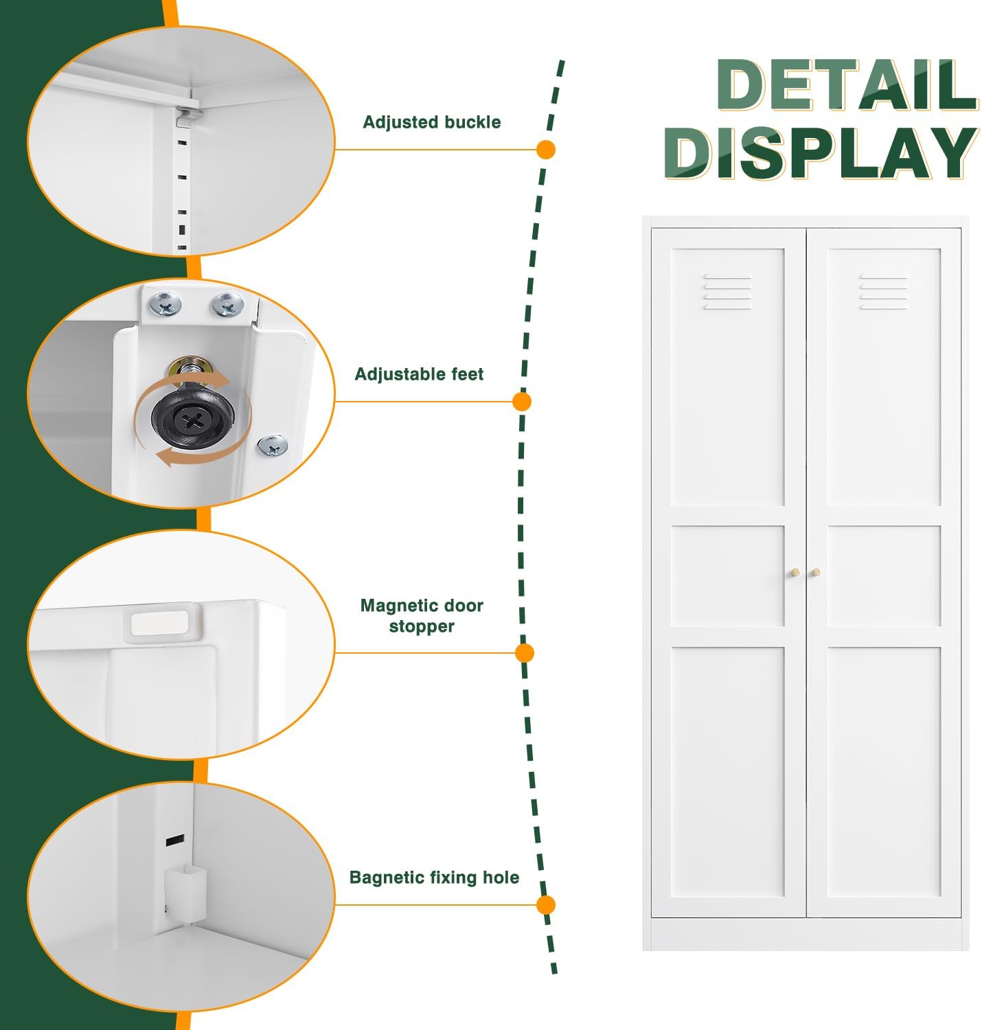 Letaya White Storage Cabinet with Adjustable Shelves-Metal Home Kitchen Pantry Cabinets with