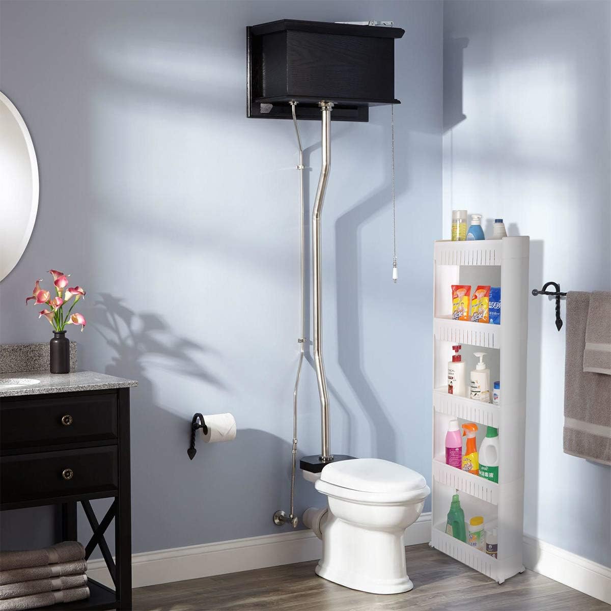 Laundry Room Organizer, Mobile Shelving Unit Organizer with 4 Large Storage Baskets, Gap Storage