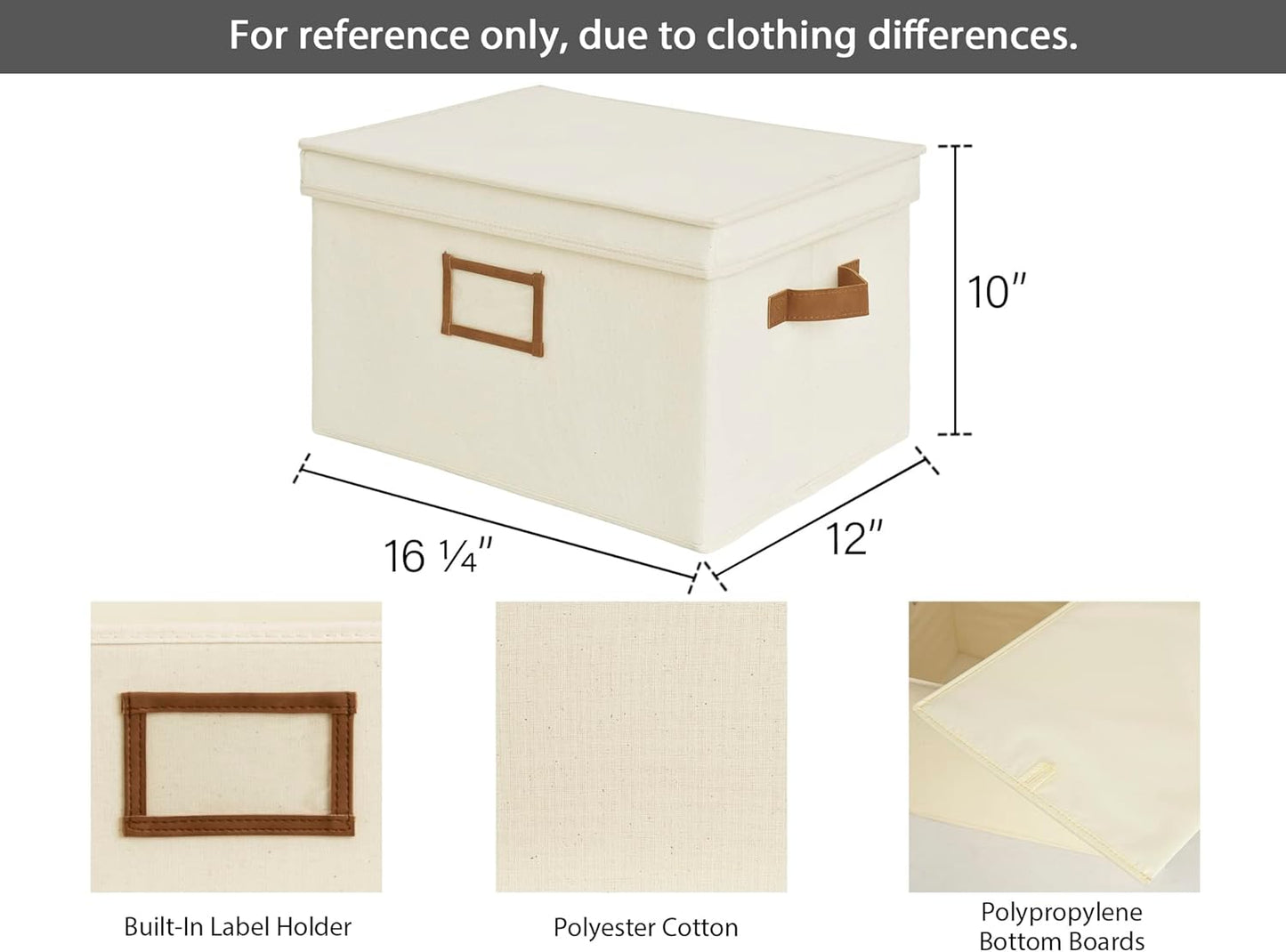 StorageWorks Storage Bins with Lids, Decorative Storage Boxes with Lid and PU Handles, Foldable