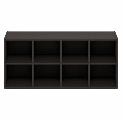 Furinno FANO 8-Cube Shoe Rack, Stackable Shoe Organizer, Dark Oak