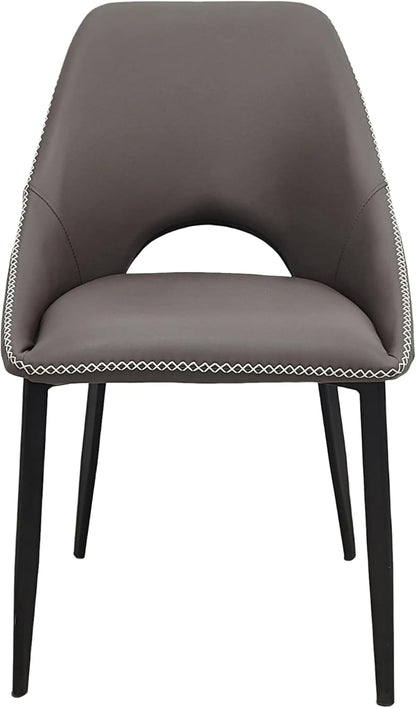 LeisureMod Amalfi Upholstered Fabric Dining Chair – Modern Side Chair with Iron Legs, Mid-Century