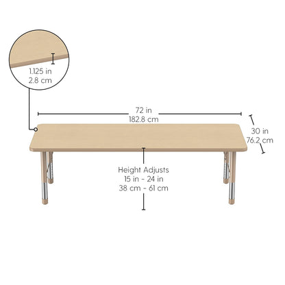 FDP Rectangle Activity School and Classroom Kids Table (30 x 72 inch), Chunky Sand Toddler Leg