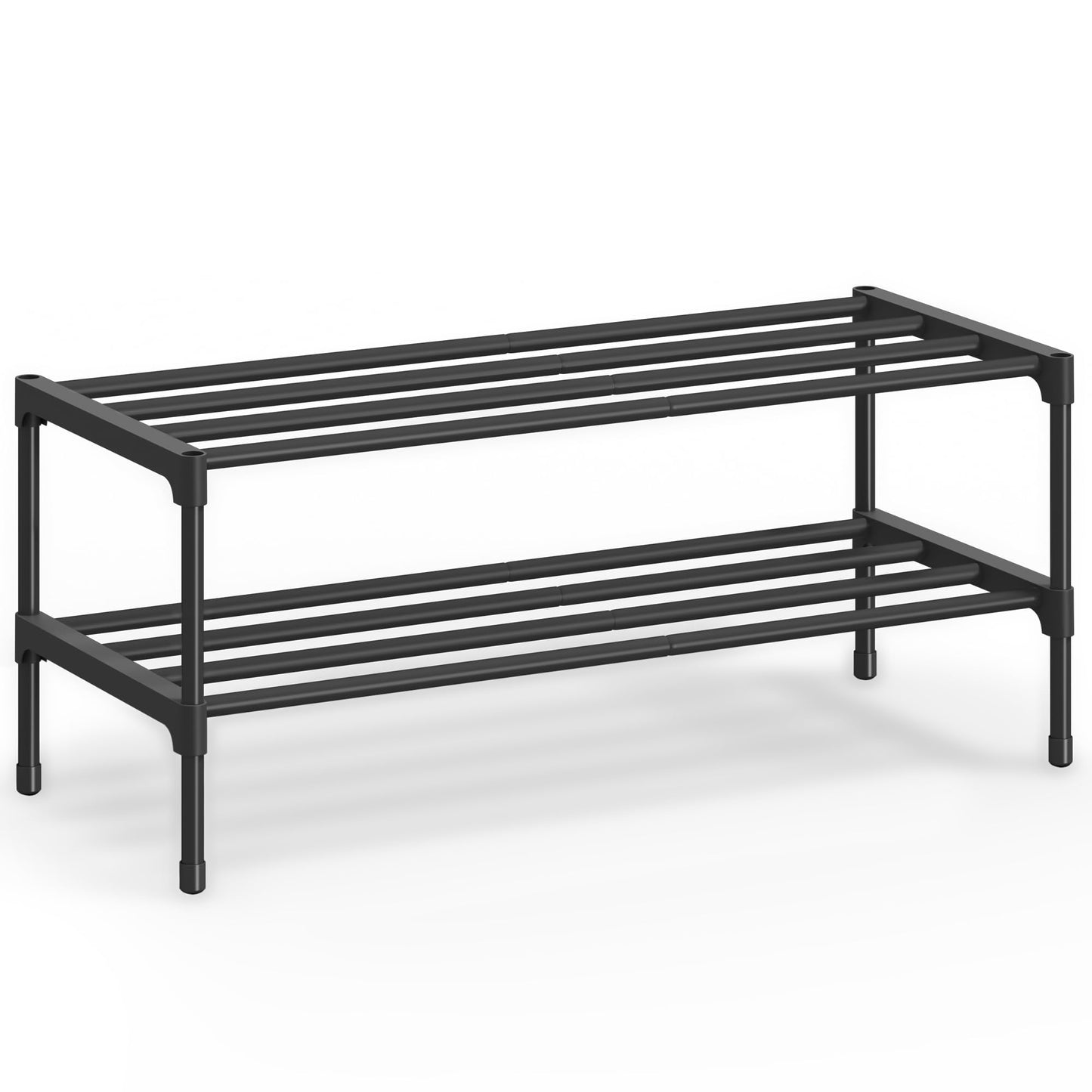 SONGMICS 2-Tier Shoe Rack, Stackable Compact Metal Shoe Storage Organizer