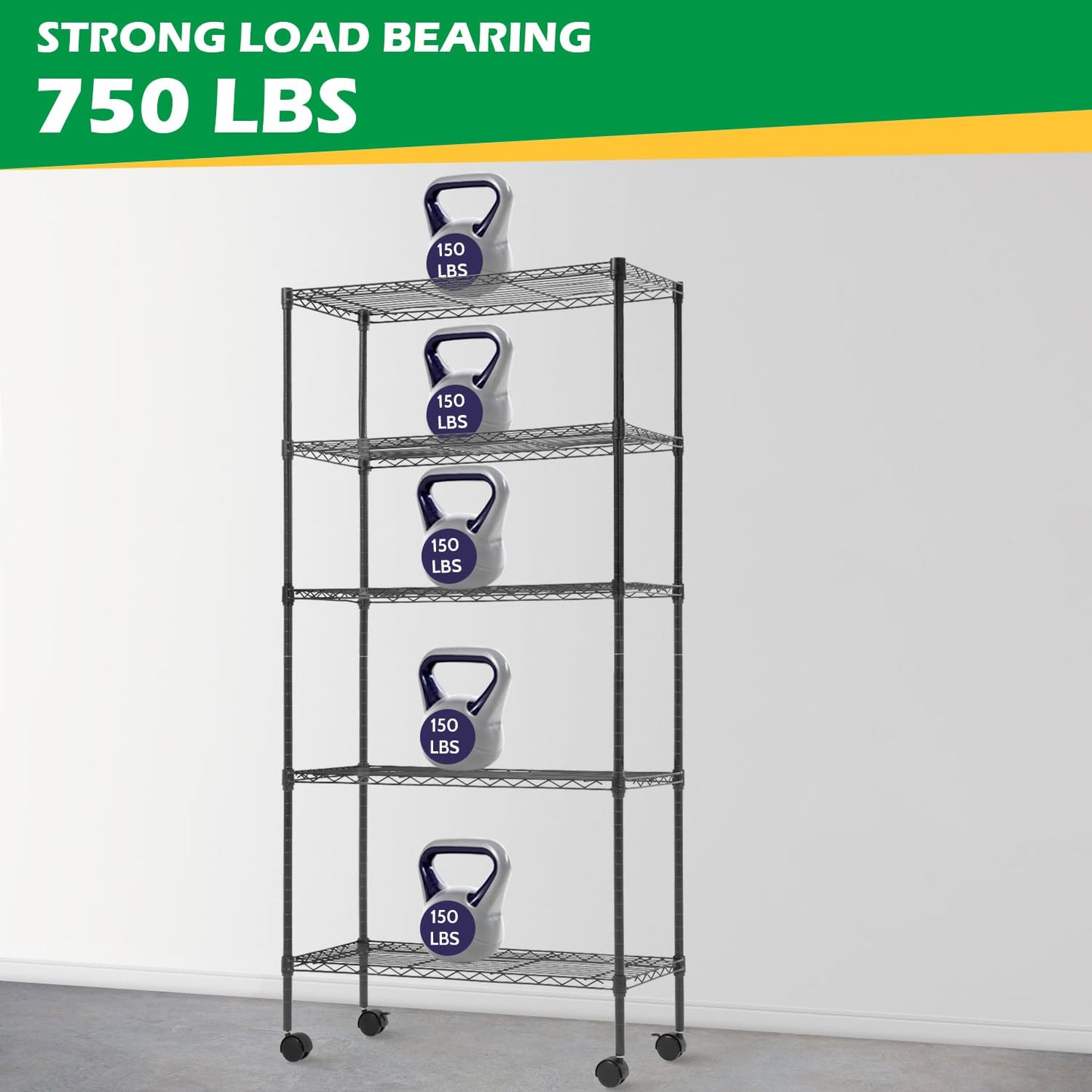 BestOffice 14"x30"x60" Commercial Storage Shelves Heavy Duty Shelving 5 Tier Layer Wire Shelving