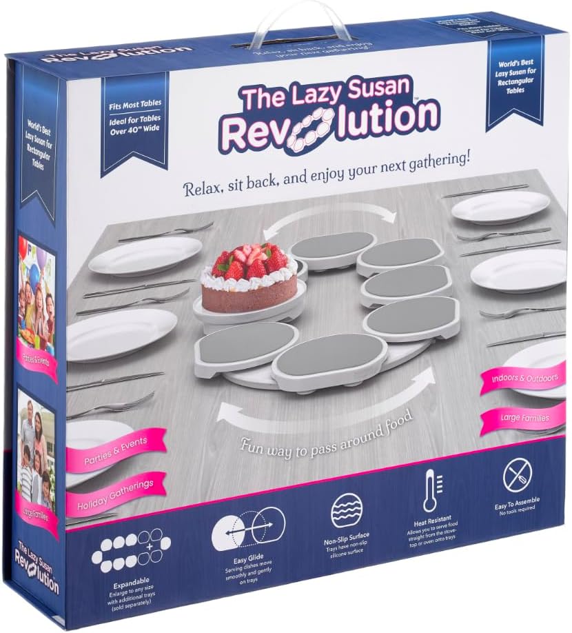 Full Set - Light Gray - The First Patented Lazy Susan Turntable Expandable for Rectangular & Oblong