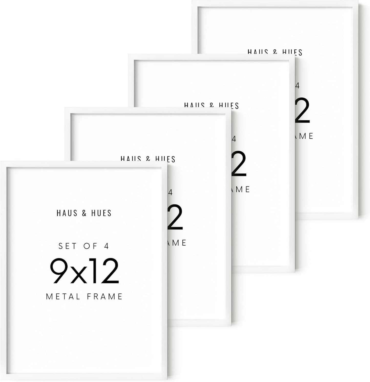 HAUS AND HUES 9x12 White Metal Picture Frames - Features Premium Aluminum, Vertical & Horizontal
