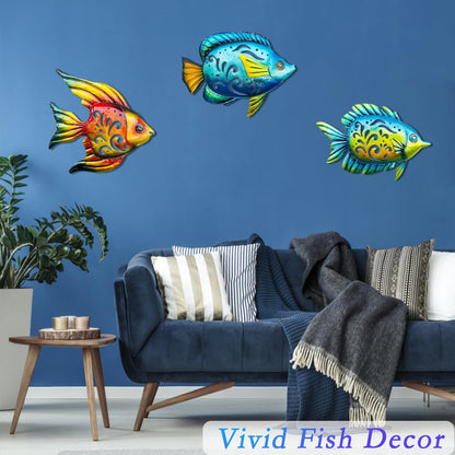 Weibefee Coastal Wall Decor, Ocean Sea Metal Fish Wall Decor, Hanging Wall Art Decoration for