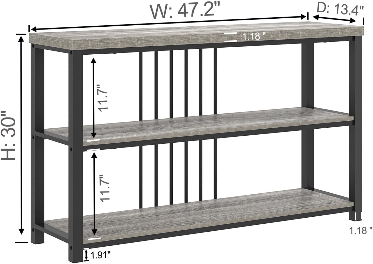 FOLUBAN Console Tables for Entryway, Sofa Table with 3 Tier Storage for Living Room Hallway Foyer