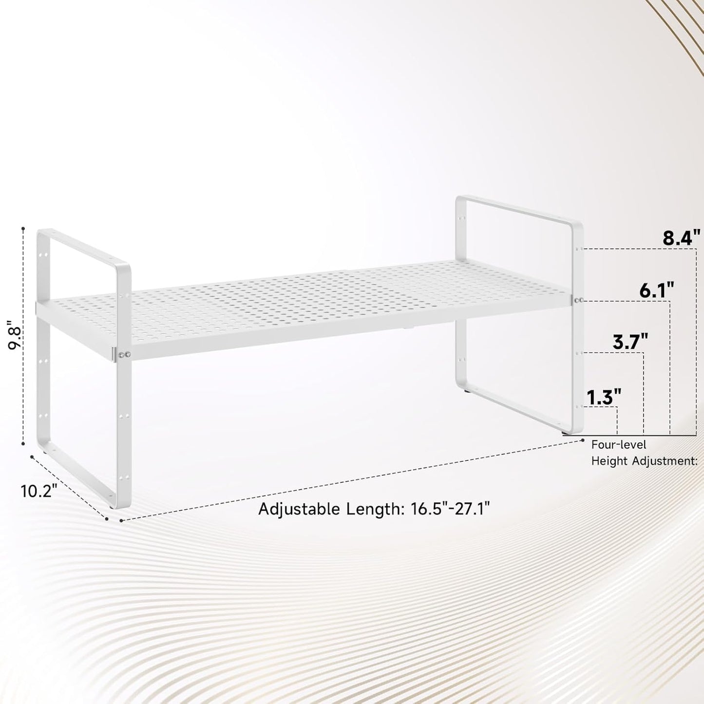 Hole Pattern Expandable Shelf Organizer,2Pack 10.2" Wide Easy to Assemble Cabinet Organizer Shelf