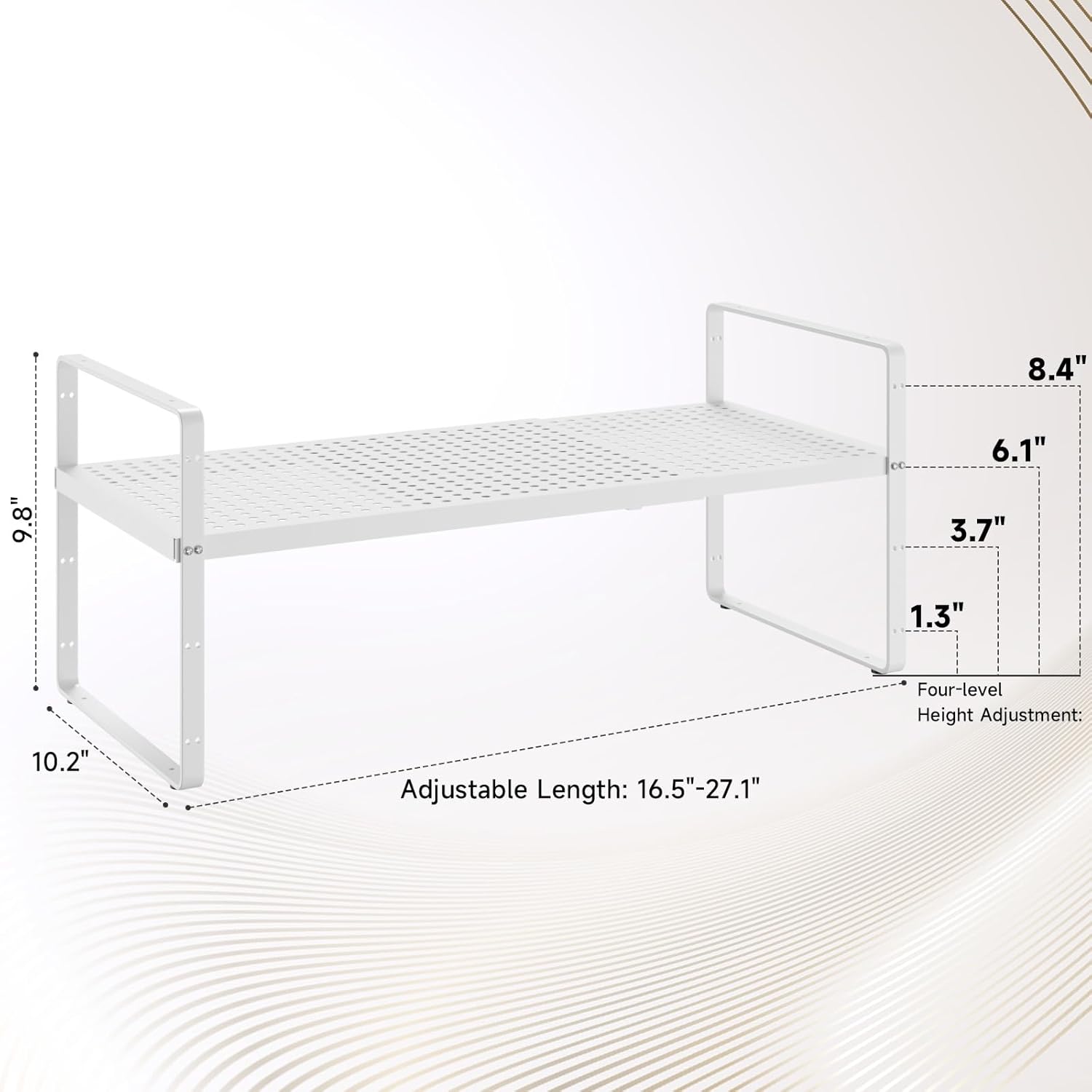Hole Pattern Expandable Shelf Organizer,2Pack 10.2" Wide Easy to Assemble Cabinet Organizer Shelf