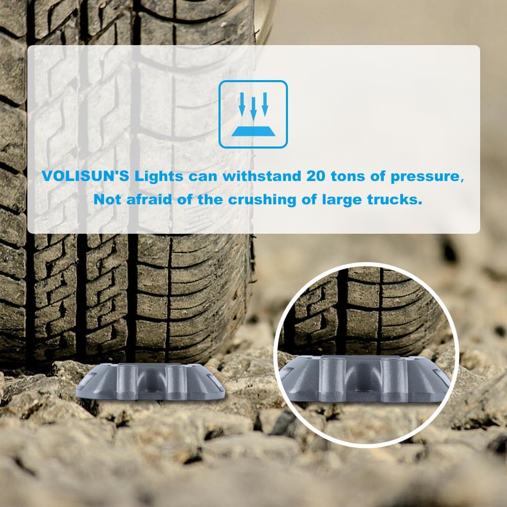 VOLISUN Solar Deck Lights, 16-Pack Led IP67 Waterproof Outdoor Warning Step Lights for Driveway