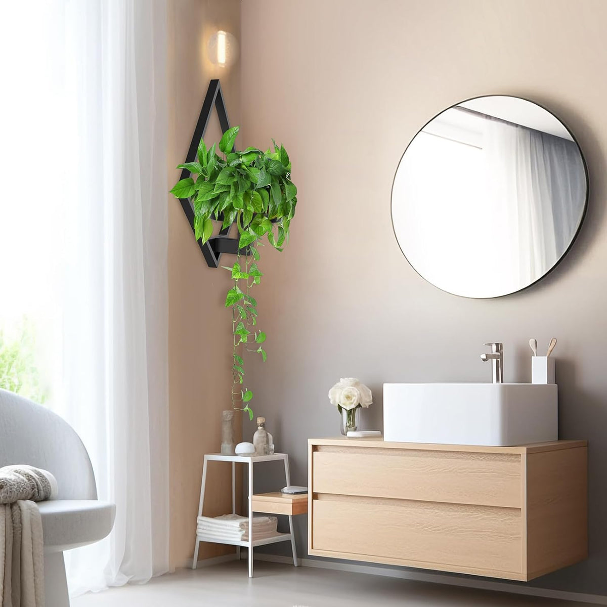 Wall Plant Holder, 2 Pack Metal Floating Shelves Indoor, Window Sill Plant Shelf for Bedroom
