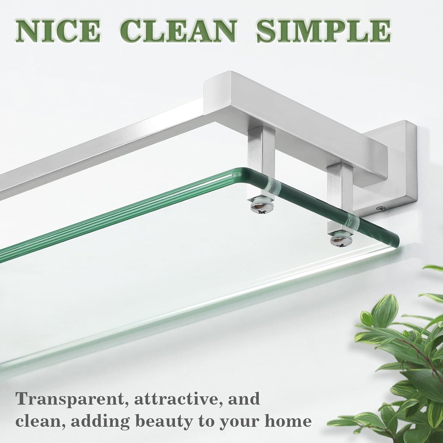 Alise Glass Shelves for Bathroom Wall, Tempered Glass Bathroom Shelf Wall Mounted, Modern Space