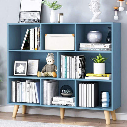 IOTXY Wooden Open Shelf Bookcase - 3-Tier Floorstanding Display Cabinet Rack with Legs, 8 Cubes