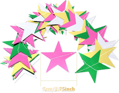 Patelai Glitter Star Garland Banner Decor 130 Feet Star Hanging Bunting Banner Twinkle Backdrop for