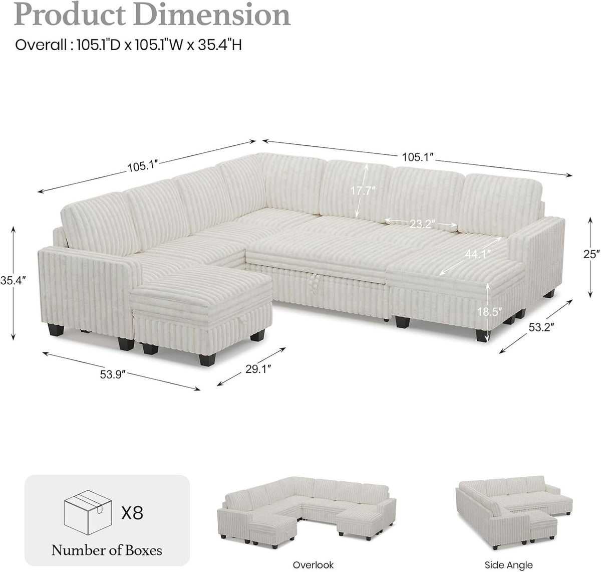 Belffin Oversized Sofa Bed Modular Sectional Sleeper Sofa with Pull Out Bed L Shaped Couch with