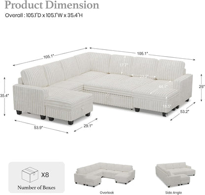 Belffin Oversized Sofa Bed Modular Sectional Sleeper Sofa with Pull Out Bed L Shaped Couch with