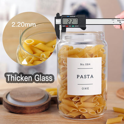 6 Set Glass Pantry Storage Jars with Acacia Airtight Lid - 23oz Thicken Glass Kitchen Canisters