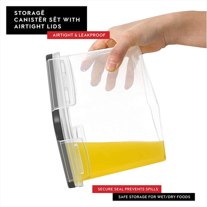 DWËLLZA KITCHEN Flour Sugar Storage Containers Set of 4; 3.6l Plastic Airtight Food Storage
