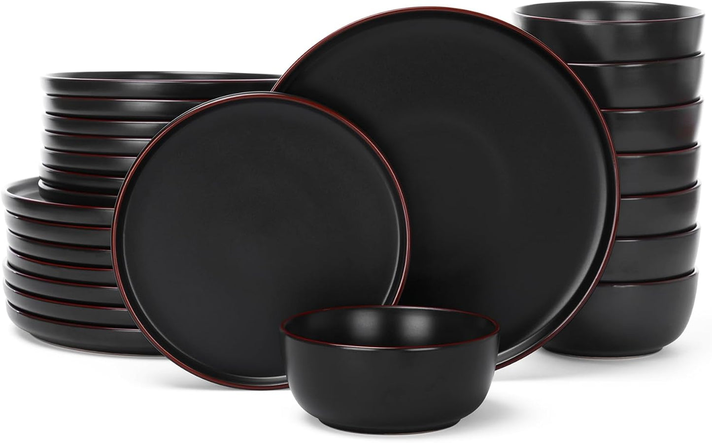 Famiware Mercury 24 Pieces Dinnerware Sets, Plates and Bowls Sets for 8, Microwave and Dishwasher