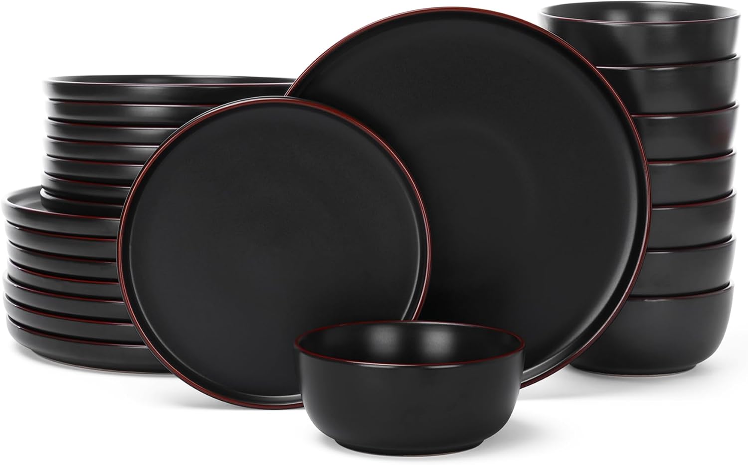 Famiware Mercury 24 Pieces Dinnerware Sets, Plates and Bowls Sets for 8, Microwave and Dishwasher