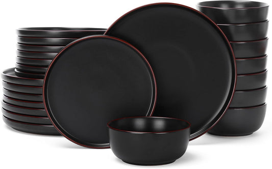Famiware Mercury 24 Pieces Dinnerware Sets, Plates and Bowls Sets for 8, Microwave and Dishwasher