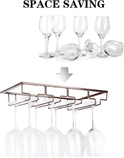 Wine Glass Rack Under Cabinet - Stemware Holder Metal Wine Glass Organizer Glasses Storage Hanger