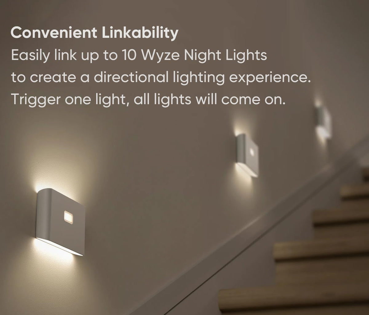 WYZE Rechargeable Night Lights with Dusk to Dawn & Motion Sensors, Warm & Soft White Stair Lights