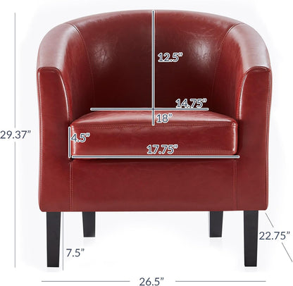 BELLEZE Accent Barrel Chair, Linen Round Chair Club Tub Sofa Corner Chair with Flared Legs and Cozy
