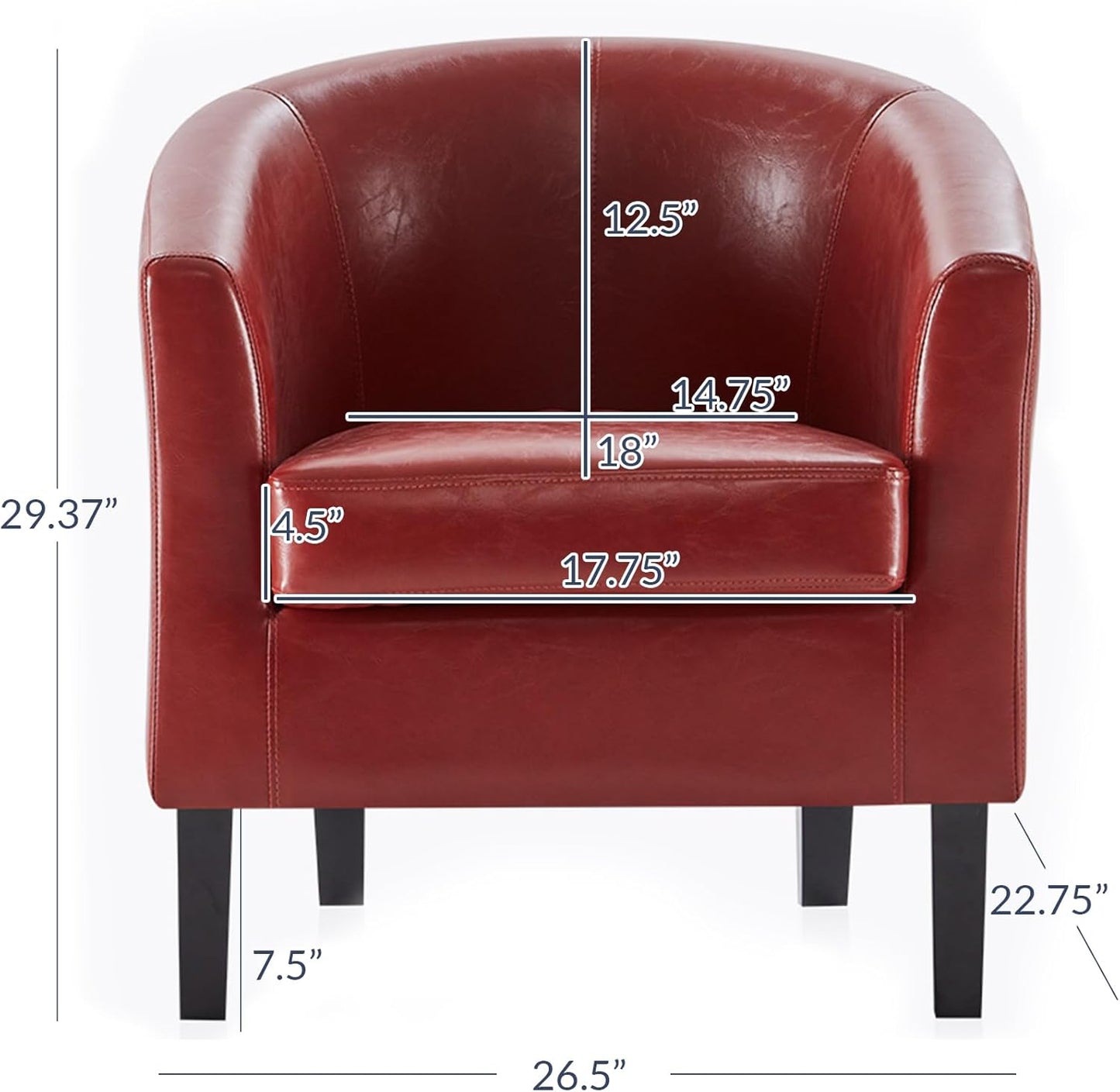 BELLEZE Accent Barrel Chair,Set of 2 Round Chair Club Tub Sofa Corner Chair with Flared Legs and