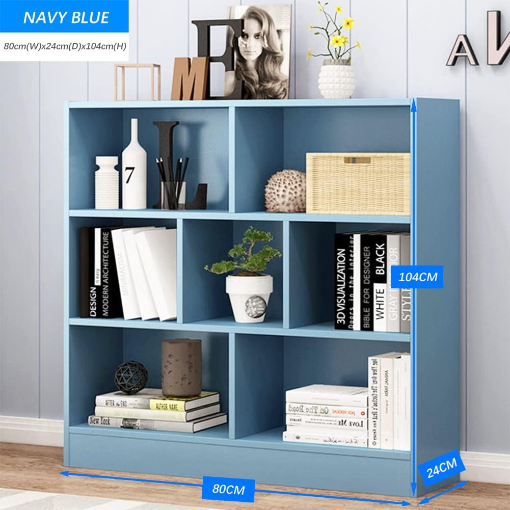 IOTXY Open Shelf Low Bookcase - Wooden 3-Tier Floor Standing Display Cabinet Organizer with Base, 7