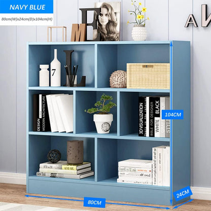 IOTXY Open Shelf Low Bookcase - Wooden 3-Tier Floor Standing Display Cabinet Organizer with Base, 7