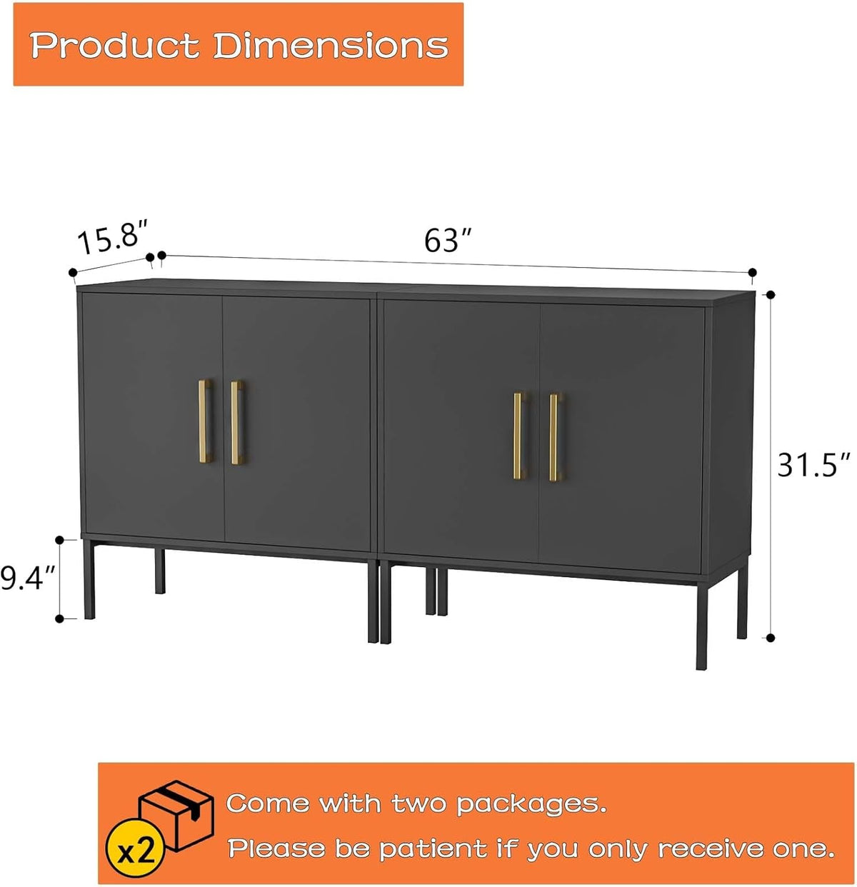 LYNSOM TV Stand for 55 Inch TV, Media Console Table with 2 Cabinets, Storage for Bedroom, Living